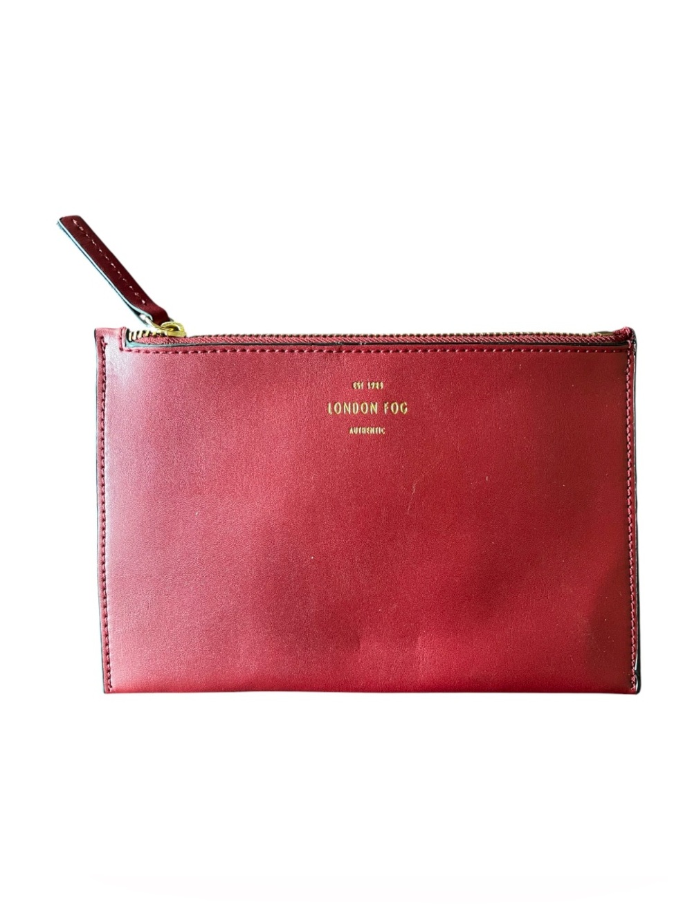 London Fog Burgundy Leather Wristlet Pouch